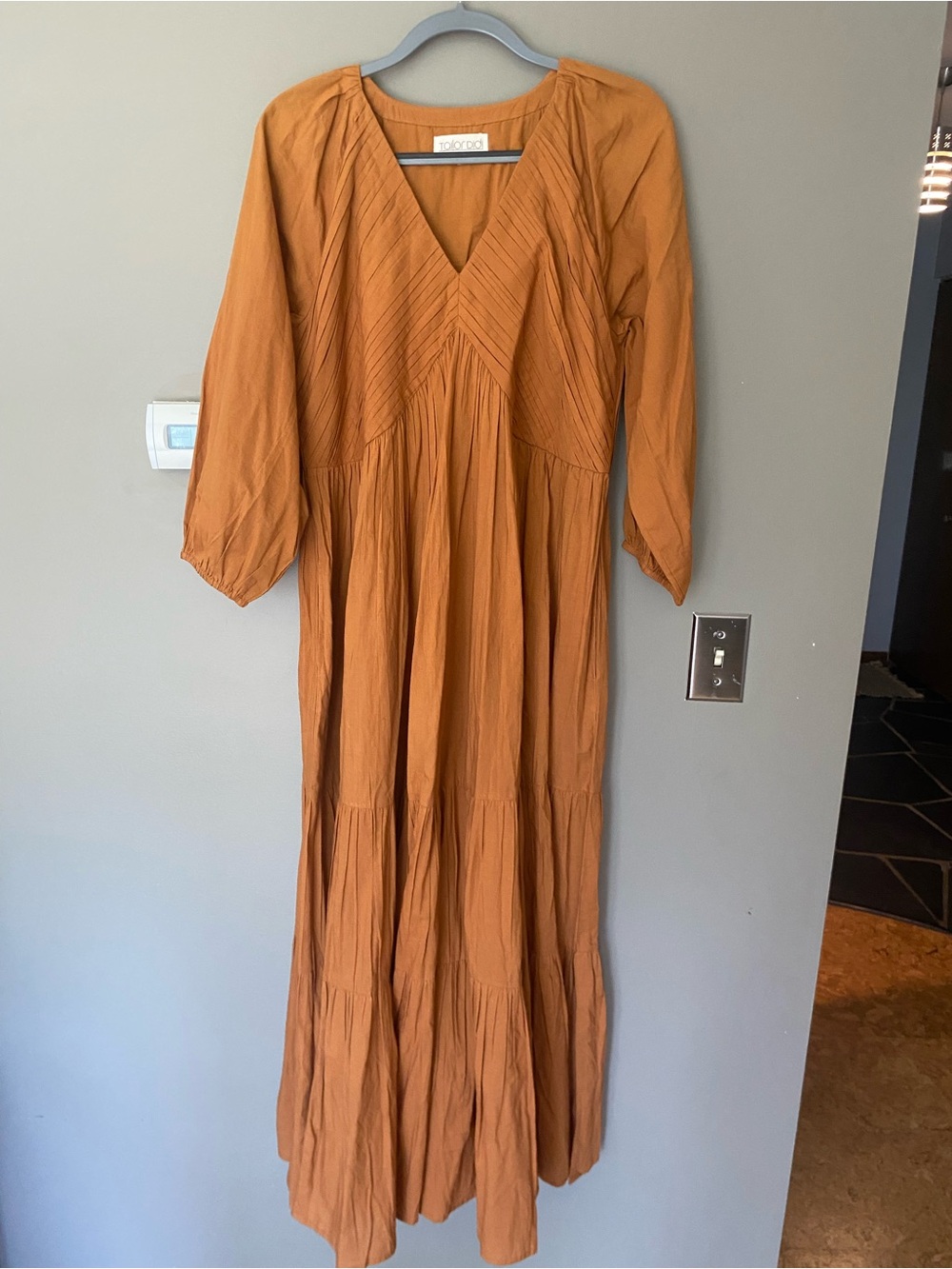 TAILOR DIDI x ANTHROPOLOGIE Organic Cotton Tiered Maxi Dress in Rust Size XL - Picture 6 of 8